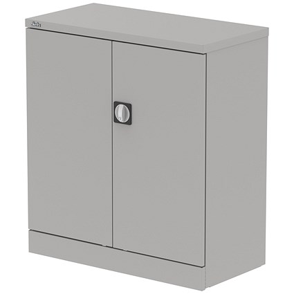 Qube 1000mm 2-Door Stationery Cupboard Goose Grey With Shelf