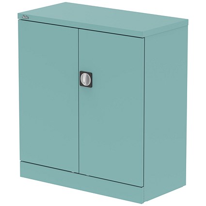 Qube 1000mm 2-Door Stationery Cupboard Pastel Turquoise With Shelf