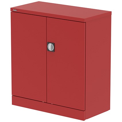 Qube 1000mm 2-Door Stationery Cupboard Red With Shelf