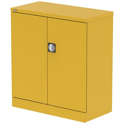 Qube 1000mm 2-Door Stationery Cupboard Lemon Yellow With Shelf