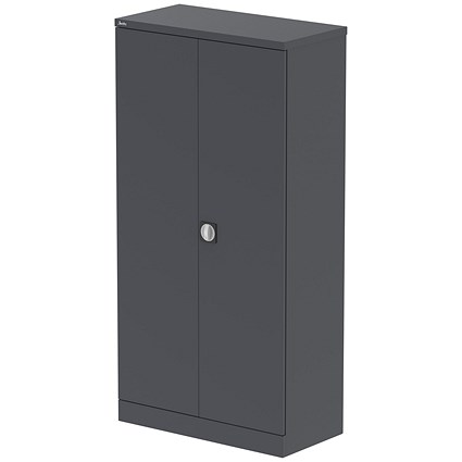 Qube 1850mm 2-Door Stationery Cupboard Graphite Grey With Shelves Qube 1850mm 2-Door Stationery Cupboard Graphite Grey With Shelves