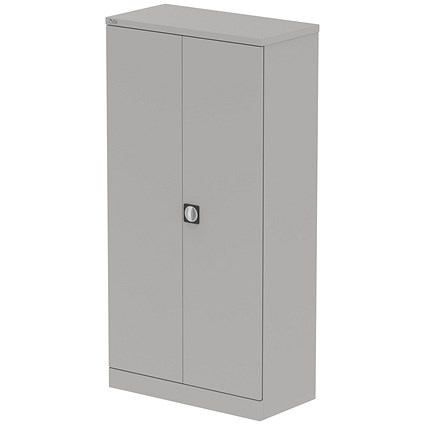 Qube 1850mm 2-Door Stationery Cupboard Goose Grey With Shelves Qube 1850mm 2-Door Stationery Cupboard Goose Grey With Shelves