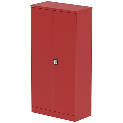 Qube 1850mm 2-Door Stationery Cupboard Red With Shelves