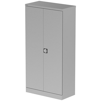 Qube 1850mm 2-Door Stationery Cupboard Silver With Shelves
