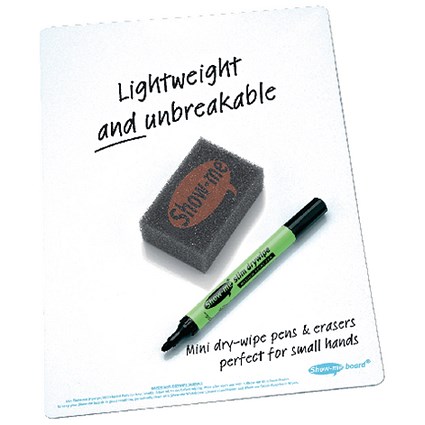 Show-me Drywipe Board, A4, Plain, Pack of 100