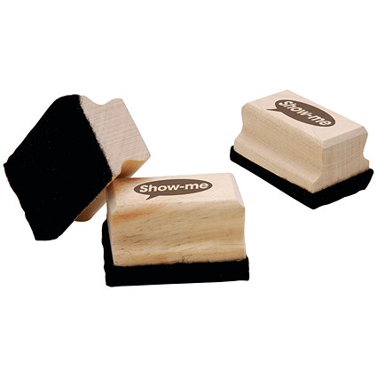 Show-me Wooden Handled Mini Felt Whiteboard Eraser - Pack of 30