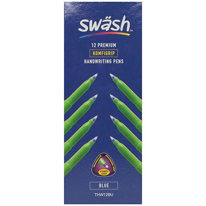 Swash KOMFIGRIP Handwriting Pen Blue (Pack of 12)