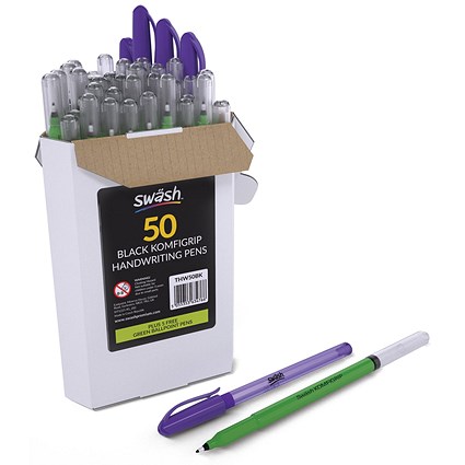 Swash Handwriting Pens, Black, Pack of 50 Swash Handwriting Pens, Black, Pack of 50