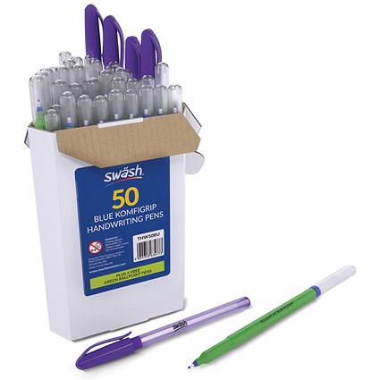 Swash Handwriting Pens, Blue, Pack of 50 Swash Handwriting Pens, Blue, Pack of 50