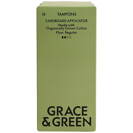 Grace and Green Organic Cotton Applicator Tampons, Regular, Pack of 16