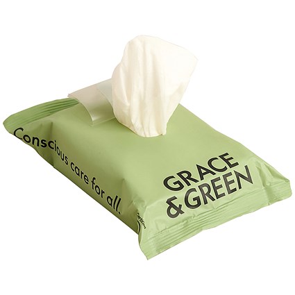 Grace and Green Biodegradable Bamboo Wipes, Pack of 25