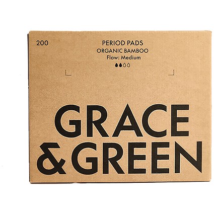 Grace and Green Bulk Bamboo Period Pads, Medium, Pack of 200