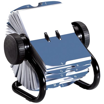 Rolodex Classic 200 Rotary Business Card Index File with 200 Sleeves & A-Z Index Tabs - Black