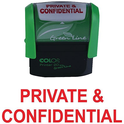 Colop Green Line Word Stamp, PRIVATE & CONFIDENTIAL, Red