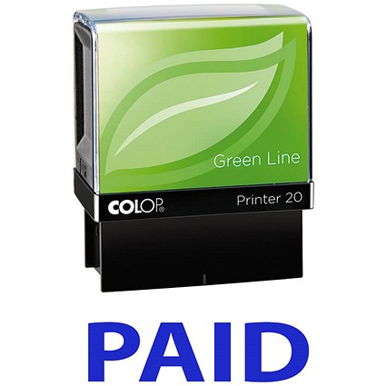 Colop Green Line Word Stamp, PAID, Blue