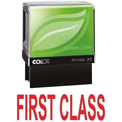 Colop Green Line Word Stamp, FIRST CLASS, Red