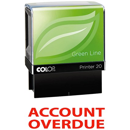 Colop Green Line Word Stamp, ACCOUNT OVERDUE, Red