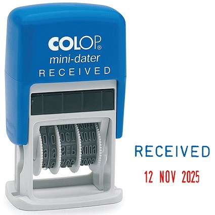 Colop Self Inking Mini Text and Date Stamp, Received