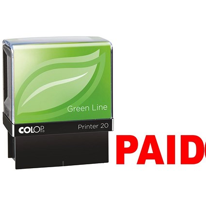 Colop Green Line Word Stamp, PAID, Red Colop Green Line Word Stamp, PAID, Red