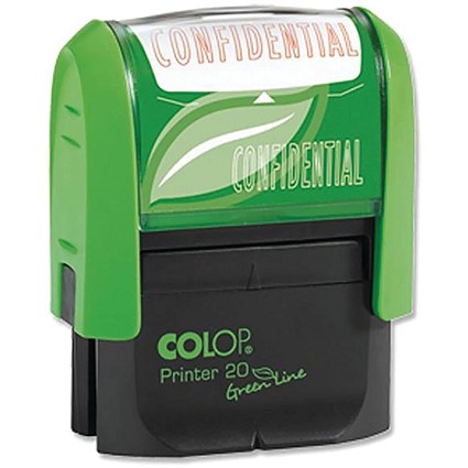 Colop Green Line Word Stamp, CONFIDENTIAL, Red