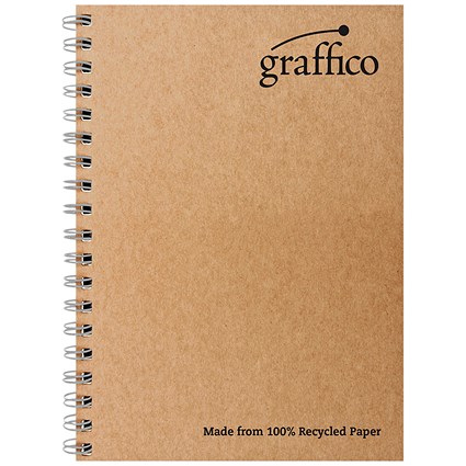 Graffico Recycled Wirebound Notebook, A4, Ruled, 160 Pages, Brown, Pack of 10