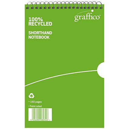 Graffico Recycled Shorthand Notebook 160 Pages 203x127mm