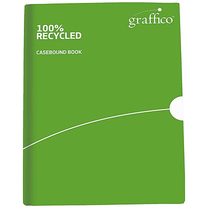 Graffico Recycled Casebound Notebook, A4, Ruled, 160 Pages, Green Graffico Recycled Casebound Notebook, A4, Ruled, 160 Pages, Green