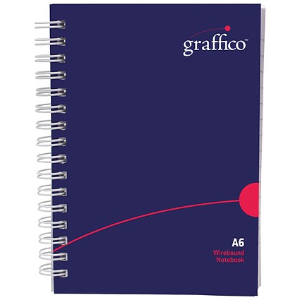 Graffico Hard Cover Wirebound Notebook, A6, Ruled, 160 Pages, Blue
