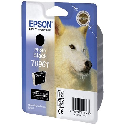 Epson T0961 Photo Black UltraChrome K3 Inkjet Cartridge