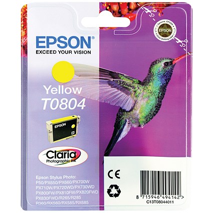 Epson T0804 Yellow Claria Inkjet Cartridge Epson T0804 Yellow Claria Inkjet Cartridge