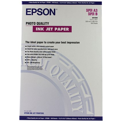 Epson A3+ Photo Paper, Matte, 105gsm, Pack of 100