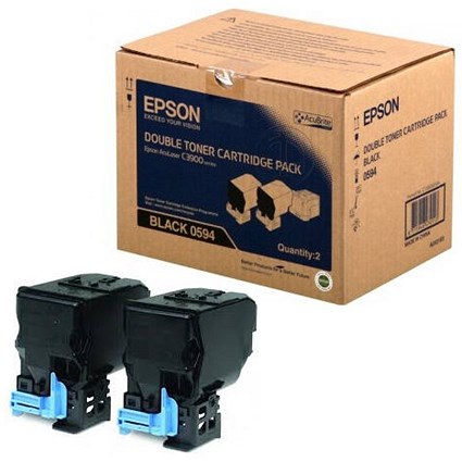 Epson AcuLaser C3900N/CX37DN Black Laser Toner Cartridges (Twin Pack)