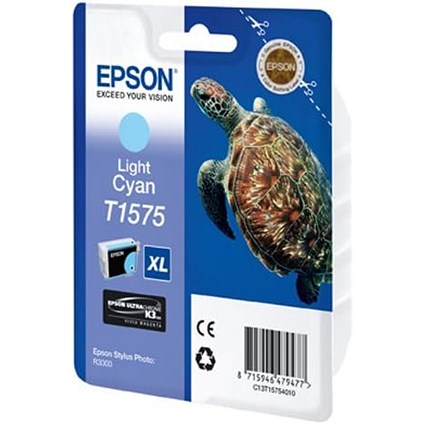 Epson T1575 Ink Cartridge Ultra Chrome K3 XL High Yield Turtle Light Cyan C13T15754010