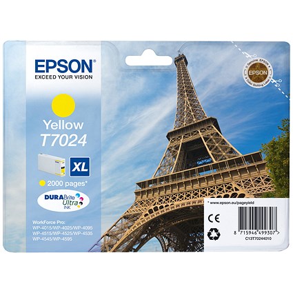 Epson T7024 XL Yellow High Yield Inkjet Cartridge