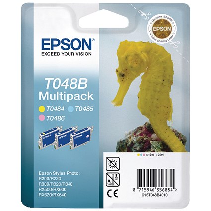Epson T048B40 Inkjet Cartridge Multi Pack - Light Cyan, Light Magenta and Yellow (3 Cartridges)