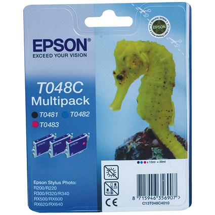 Epson Inkjet Multi Pack T048C40- Black, Cyan and Magenta (3 Cartridges)