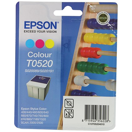 Epson T0520 Cyan/Magenta/Yellow Inkjet Cartridge C13T05204010 / T0520