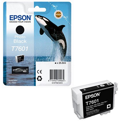 Epson T7601 Killer Whale UltraChrome HD Ink Cartridge Photo Black C13T76014010