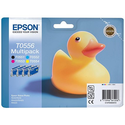Epson T0556 Inkjet Cartridge Multipack - Black, Cyan, Magenta and Yellow (4 Cartridges)