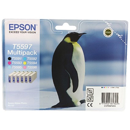Epson T5597 Inkjet Cartridge Multipack - Black, Cyan, Magenta, Yellow, Light Cyan and Light Magenta (6 Cartridges)