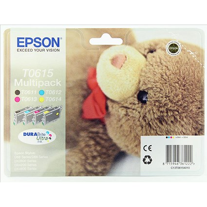 Epson T0615 Inkjet Cartridge Multipack - Black, Cyan, Magenta and Yellow (4 Cartridges)