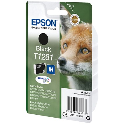 Epson T1281 Fox DURABrite Ultra Ink Cartridge Black C13T12814012