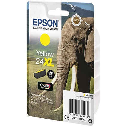 Epson 24XL Elephant Claria Photo HD Ink Cartridge High Yield Yellow C13T24344012
