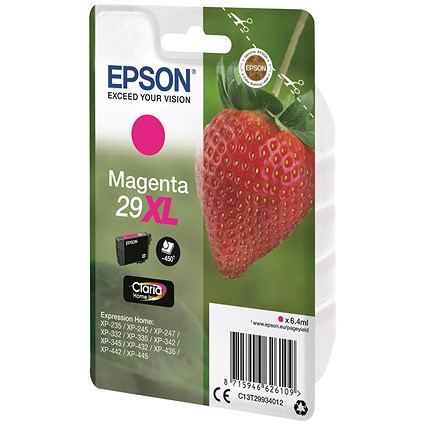 Epson 29XL Strawberry Claria Home Ink Cartridge High Yield Magenta C13T29934012