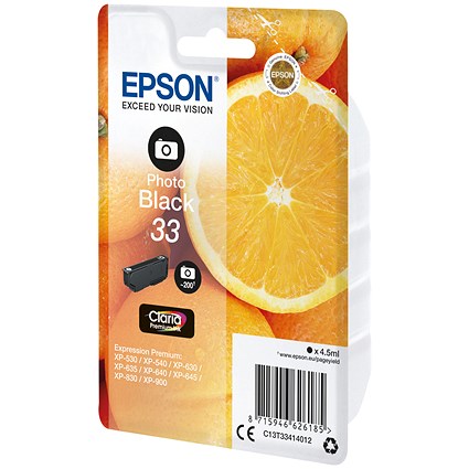 Epson 33 Oranges Ink Cartridge Photo Black C13T33414012