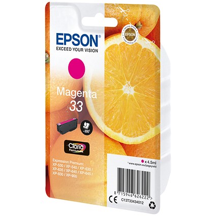 Epson 33 Oranges Ink Cartridge Magenta C13T33434012