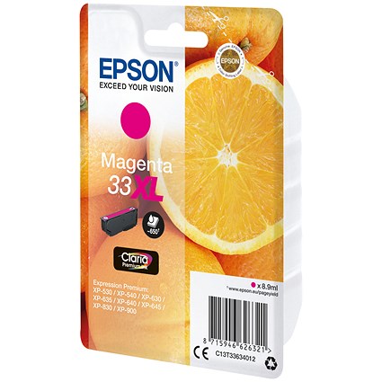 Epson 33XL Oranges Ink Cartridge High Yield Magenta C13T33634012