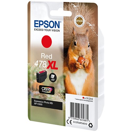 Epson 478XL Squirrel Claria Photo HD Ink Cartridge High Yield Red C13T04F54010