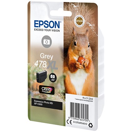 Epson 478XL Squirrel Claria Photo HD Ink Cartridge High Yield Grey C13T04F64010