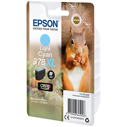 Epson 378XL Squirrel Ink Cartridge High Yield Light Cyan C13T37954010